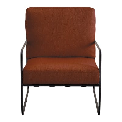 Fauteuil en bouclette et métal - terracotta
