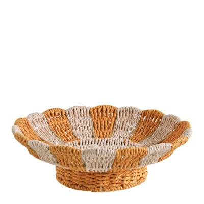 Coupe décorative en corde de papier - orange et rose - diam. 30 cm