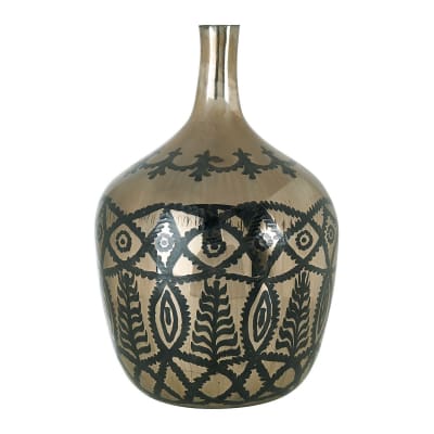 Vase bonbonne en verre givré - doré - diam. 34 x 51 cm