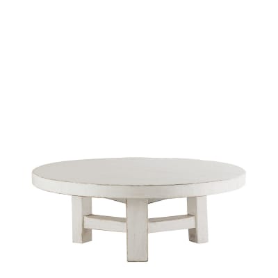 Table basse en orme recyclé - diam. 80 cm - blanc