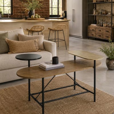 Table café en acier marron 116x76x64 cm