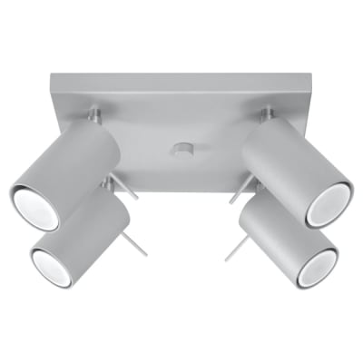 Plafonnier carré avec 4 spots orientables, gris