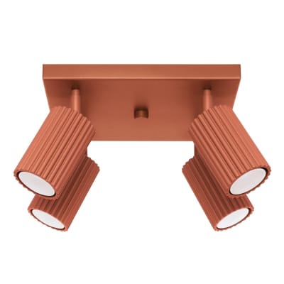 Plafonnier carré avec 4 spots rouges orientables