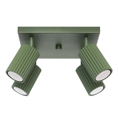 Plafonnier carré avec 4 spots verts orientables