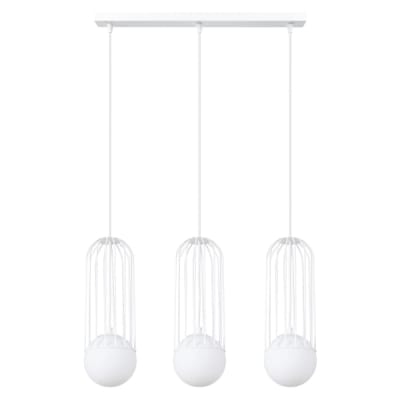 Suspension blanche avec 3 sphères en verre