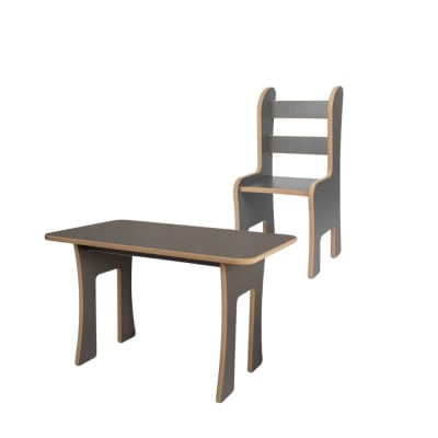 Table et chaise pour enfant en bois gris