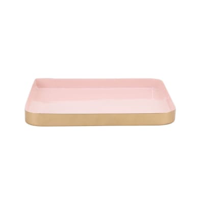 Plateau carré en fer rose 25x25cm