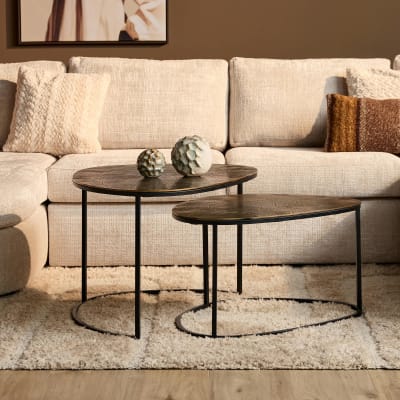 Table basse gigogne design galet organique (lot de 2)