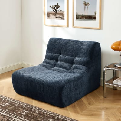 Chauffeuse modulable 1 place tissu chenille bleu
