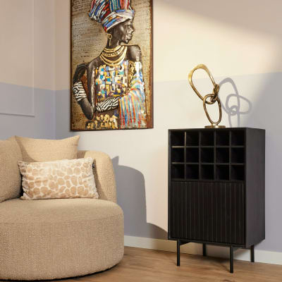 Meuble bar de salon en bois noir, 1 porte
