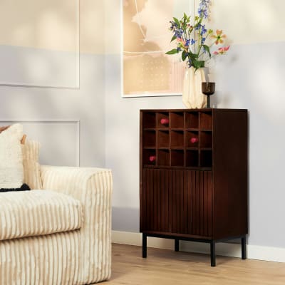 Meuble bar de salon en bois brun, 1 porte