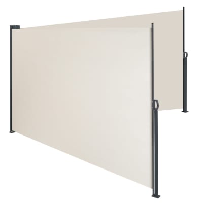 Store latéral double extensible, toile enduite, beige 600x9x180cm