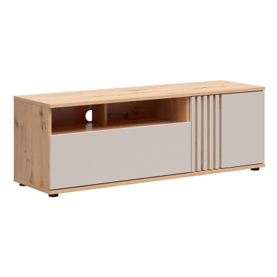 Meuble tv 1 porte 1 tiroir beige