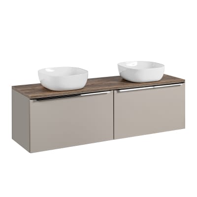 Meuble double vasque 160cm panneaux stratifiés et mdf taupe