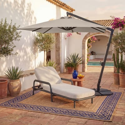 Parasol déporté en tissu et métal 3 x 3 m - taupe et anthracite