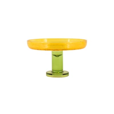 Coupe sur pied bicolore en verre taillé 17x10cm