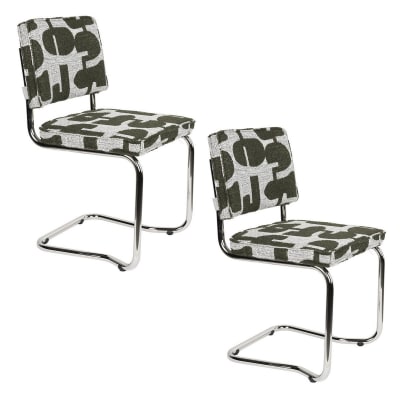 Lot de 2 chaises en tissu imprimé rétro