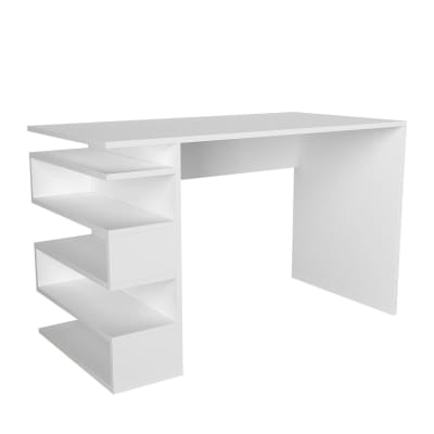 Bureau design avec rangements latéraux blanc