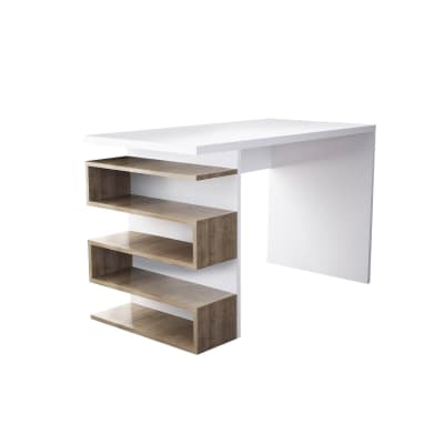 Bureau design avec rangements latéraux marron