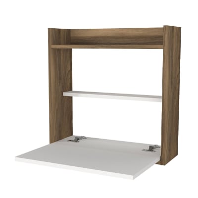 Bureau suspendu rabattable avec rangements marron