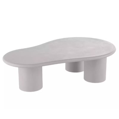 Table basse en microciment gris forme organique