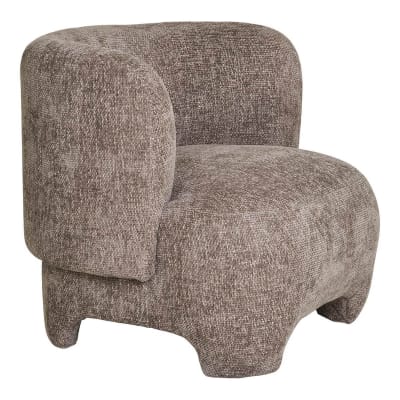 Fauteuil crapaud design tissu bouclette marron