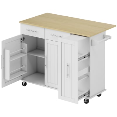 Îlot central cuisine plateau plateau rabattable bois blanc