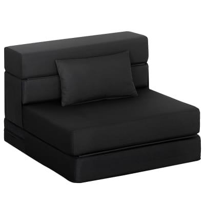 Fauteuil convertible 1 place pliant coussin tissu en lin gris