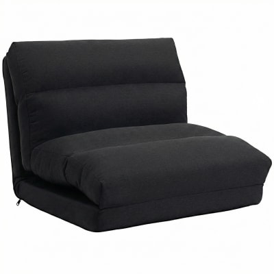 Fauteuil de sol dossier ajustable lit pliant paresseux tissu noir