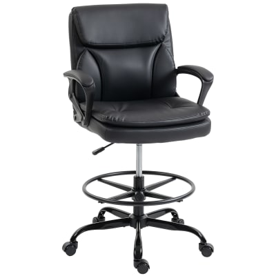 Chaise bureau ergonomique hauteur réglable revêtement synthétique noir