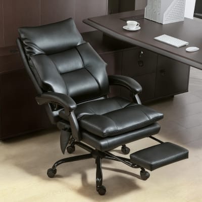 Chaise bureau ergonomique soutien lombaire gonflable pu noir