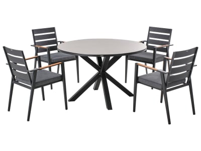 Set de salle à manger d'extérieur 4 personnes en aluminium gris