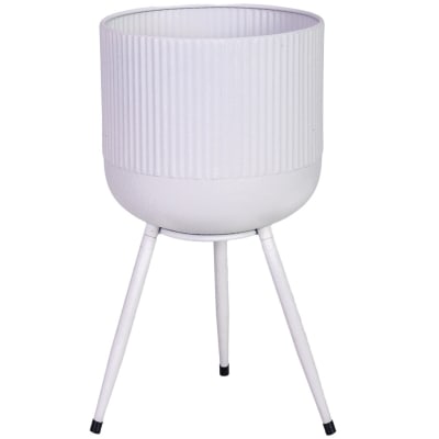 Cache-pot avec support en métal blanc 26x26x48 cm