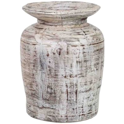 Vase en bois gris cendre peint à mano 25x25x38 cm