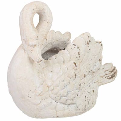 Cache-pot de cygne en résine blanc 44x22x34 cm