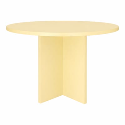 Table à manger ronde en tableau stratifié de 3cm Jaune Beurre 120cm