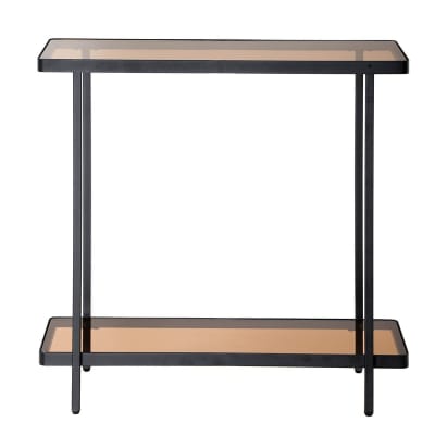 Console avec deux plateaux en verre fumé l80 cm - noir