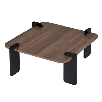 Table basse plateau carré l90 cm - noyer / noir