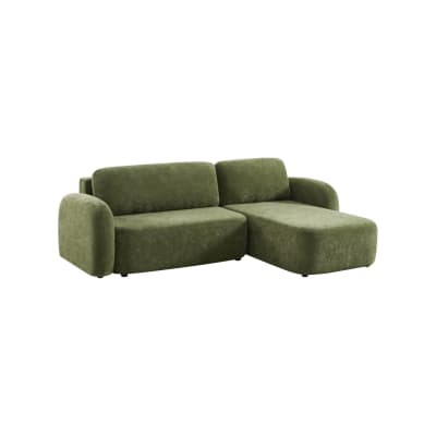 Canapé d'angle convertible 3 places tissu vert