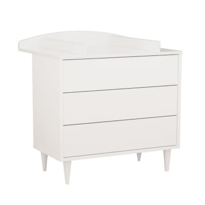 Commode à langer 3 tiroirs avec fronton et pieds bois laqués -  ouvert