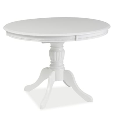 Table à manger blanche extensible blanche avec pied central 106cm