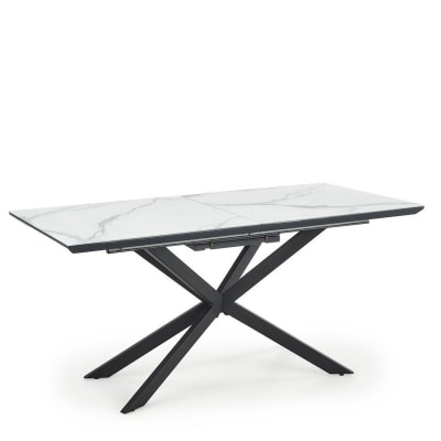 Table salle à manger extensible avec plateau aspect marbre