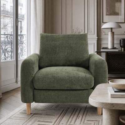 Fauteuil fixe tissu chenille 1 place vert