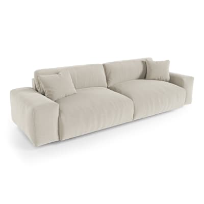 Canapé  3 places en tissu tramé toucher doux  beige