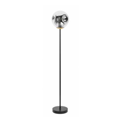 Lampadaire chrome en verre et métal