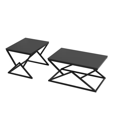 Table basse en métal noire avec étagère 80x50x40 cm