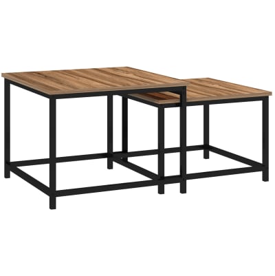 Tables gigognes marron avec pieds réglables 60x60x45 cm