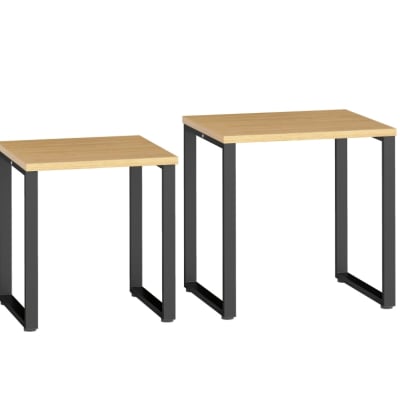 Tables basses gigognes en métal marron avec plateaux bois 60x50x60 cm