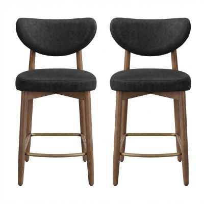 Lots de 2 tabourets de bar pieds en bois massif style mid century noir