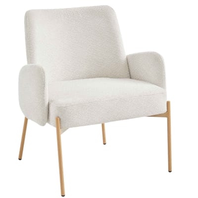 Fauteuil en tissu ikon coloris lin et métal chêne